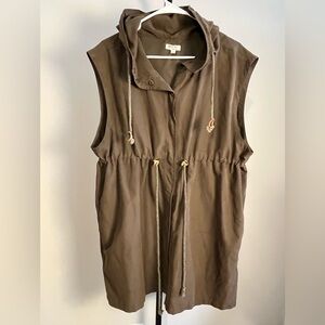 EUC Before You Brown Hooded Sleeveless Vest Relaxed Medium